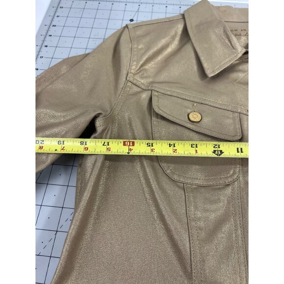 Lauren Jeans Co. Ralph Lauren Gold Metallic Jacket Sz.  P/L Cotton Blend Women's - Picture 9 of 12
